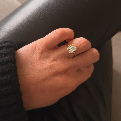 Emerald Diamond Bezel Ring