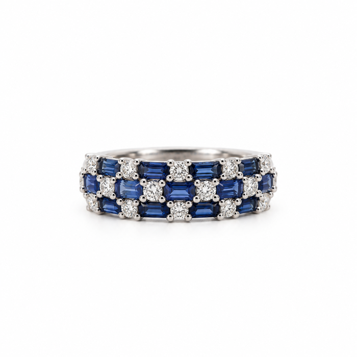 Sapphire and Diamond Half-Eternity Ring